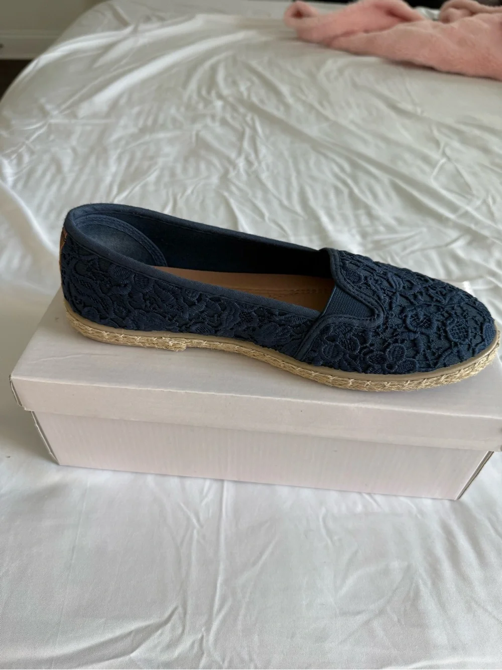 Women’s Navy Lace Espadrille Slip-On Shoe